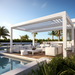modern trellis pergola white